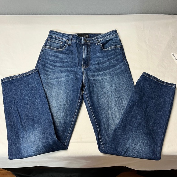 KUT From The Kloth Christine High Rise Straight Leg Blue Jeans 29" Inseam Size 4 - Picture 1 of 12